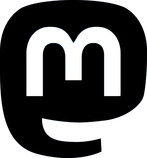 Mastodon logo with a black elephant shape and white m